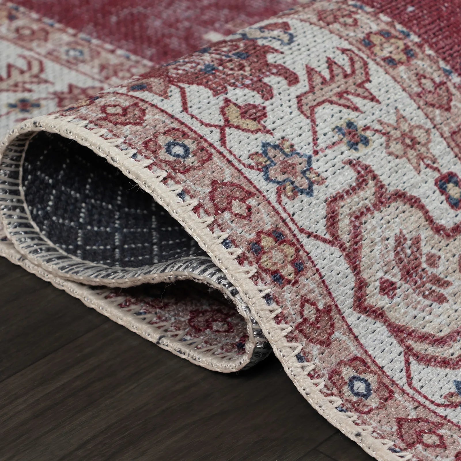 Mystic Red Pattern Washable Rug - Bella Rugs