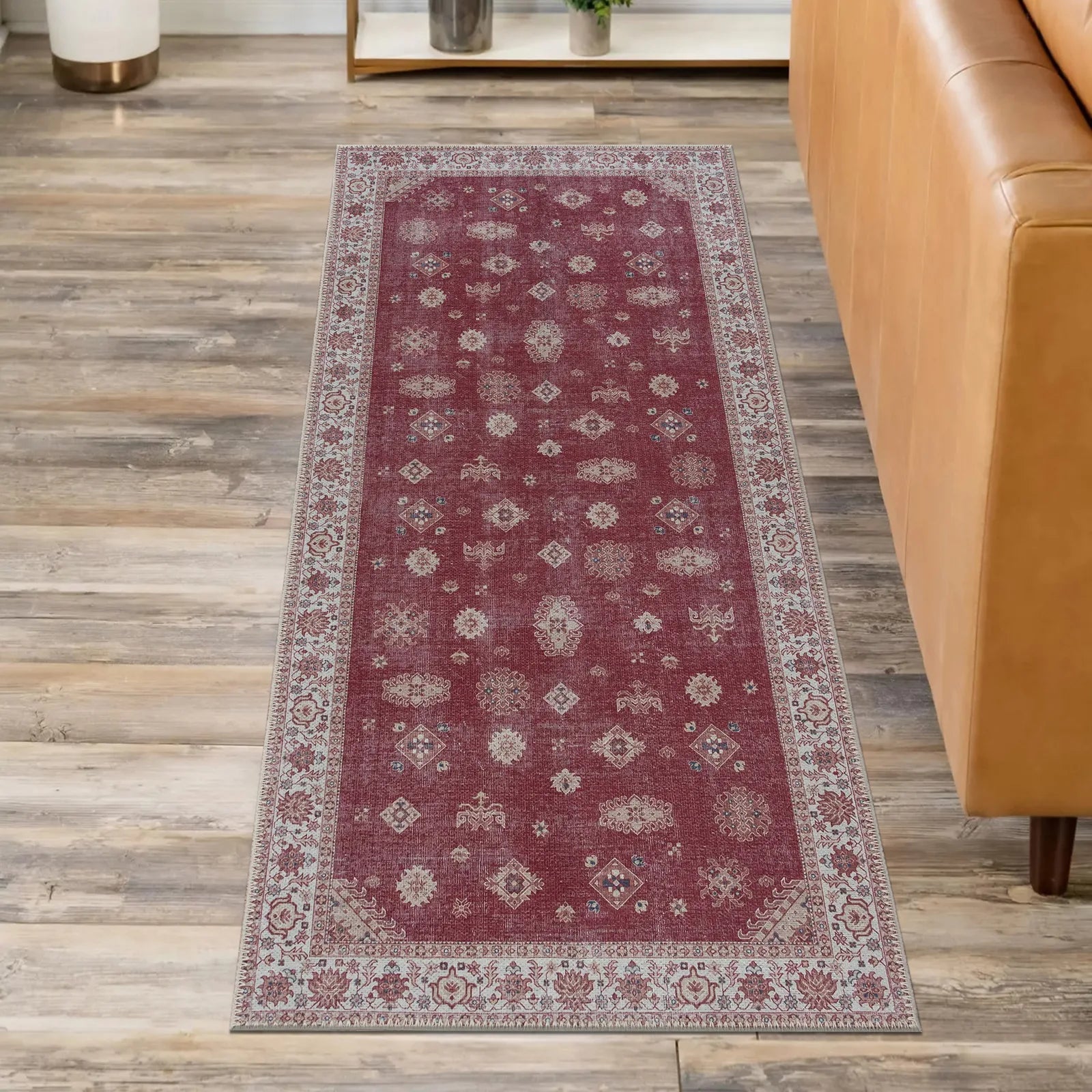 Mystic Red Pattern Washable Rug - Bella Rugs