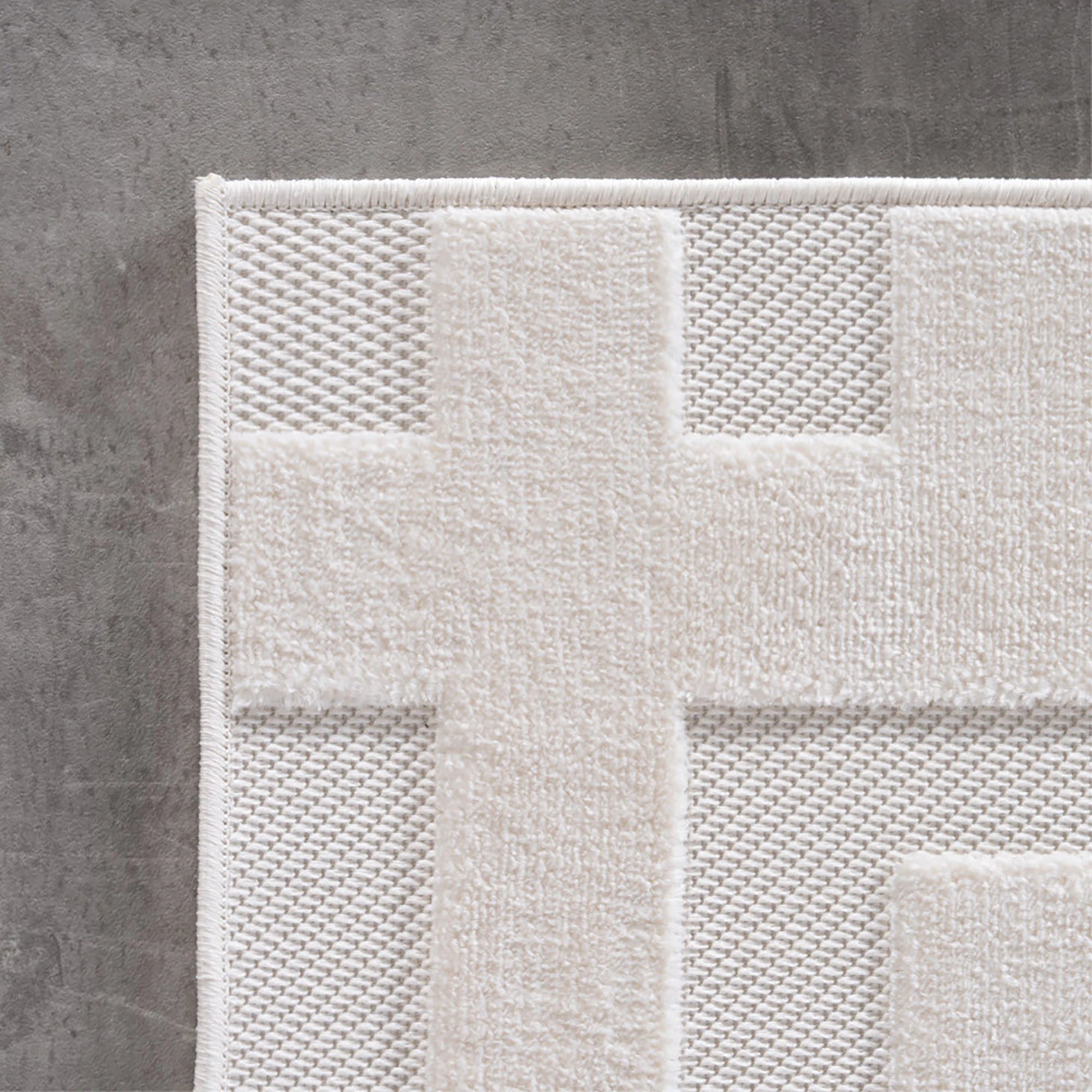 Abstract Labyrinth Maze Pattern Area Rug | Cream