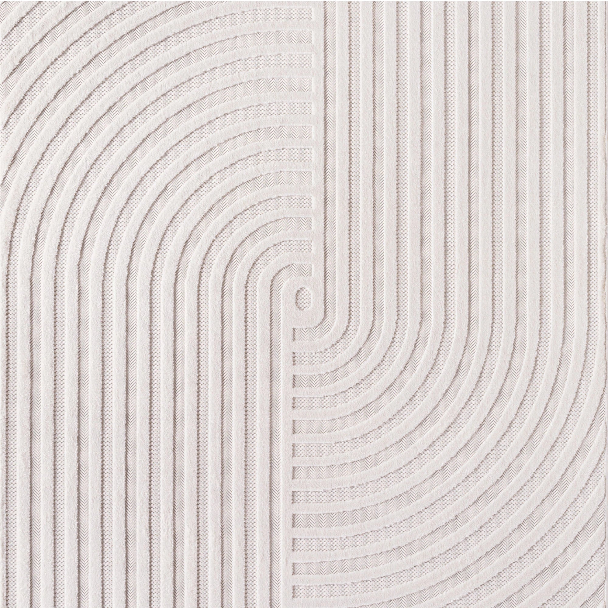 Half-Circle Radial Pattern Area Rug | Cream