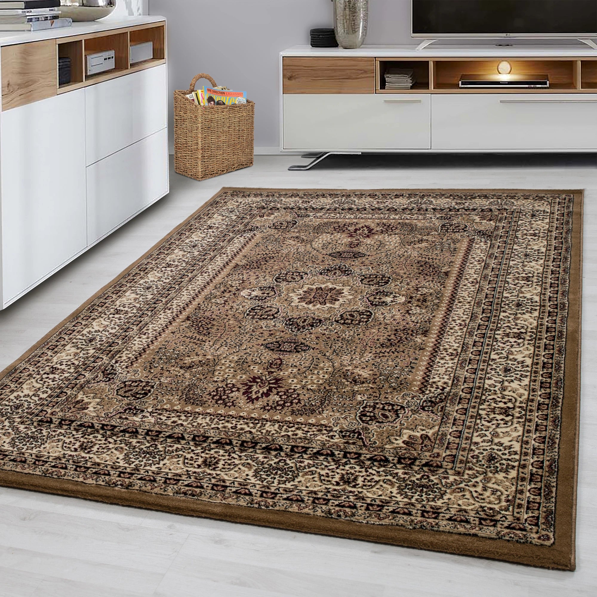 Oriental Contemporary Area Rug Beige