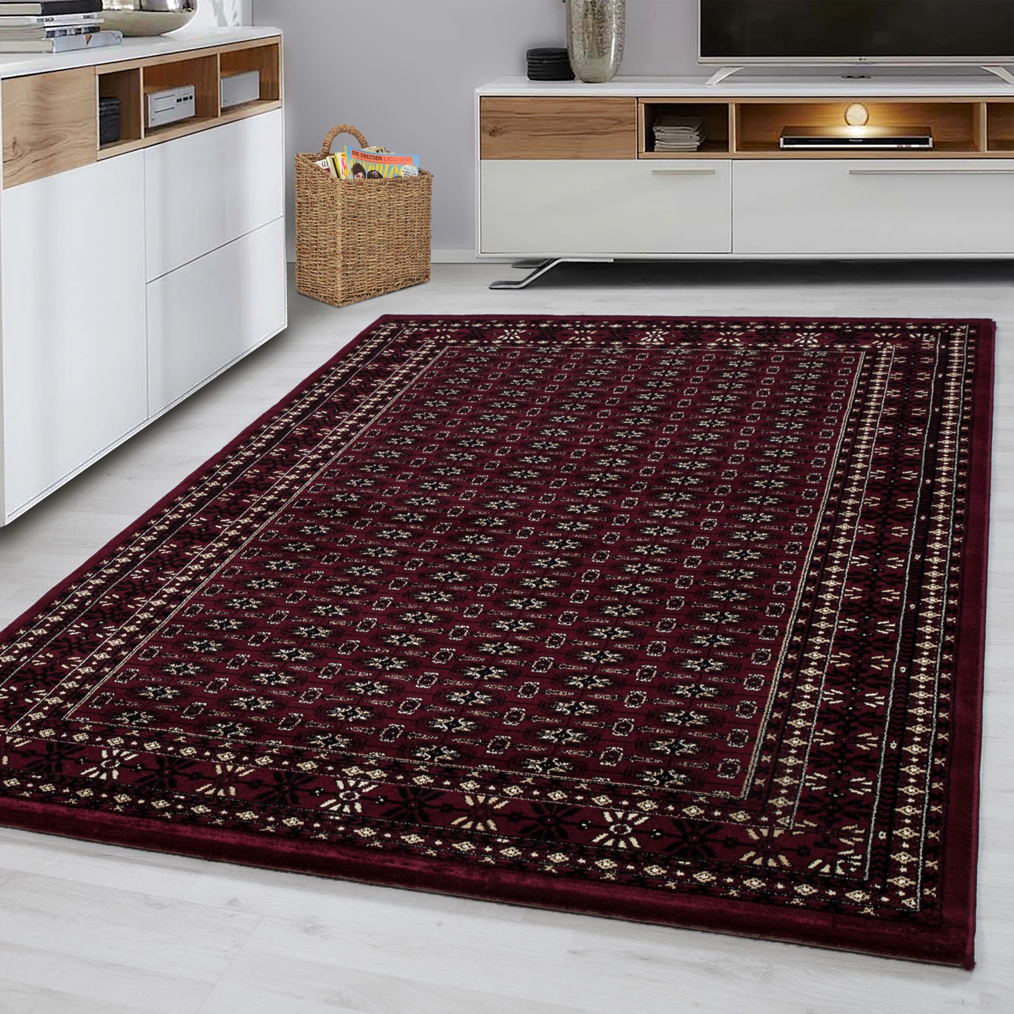 Oriental Neutral Area Rug Red