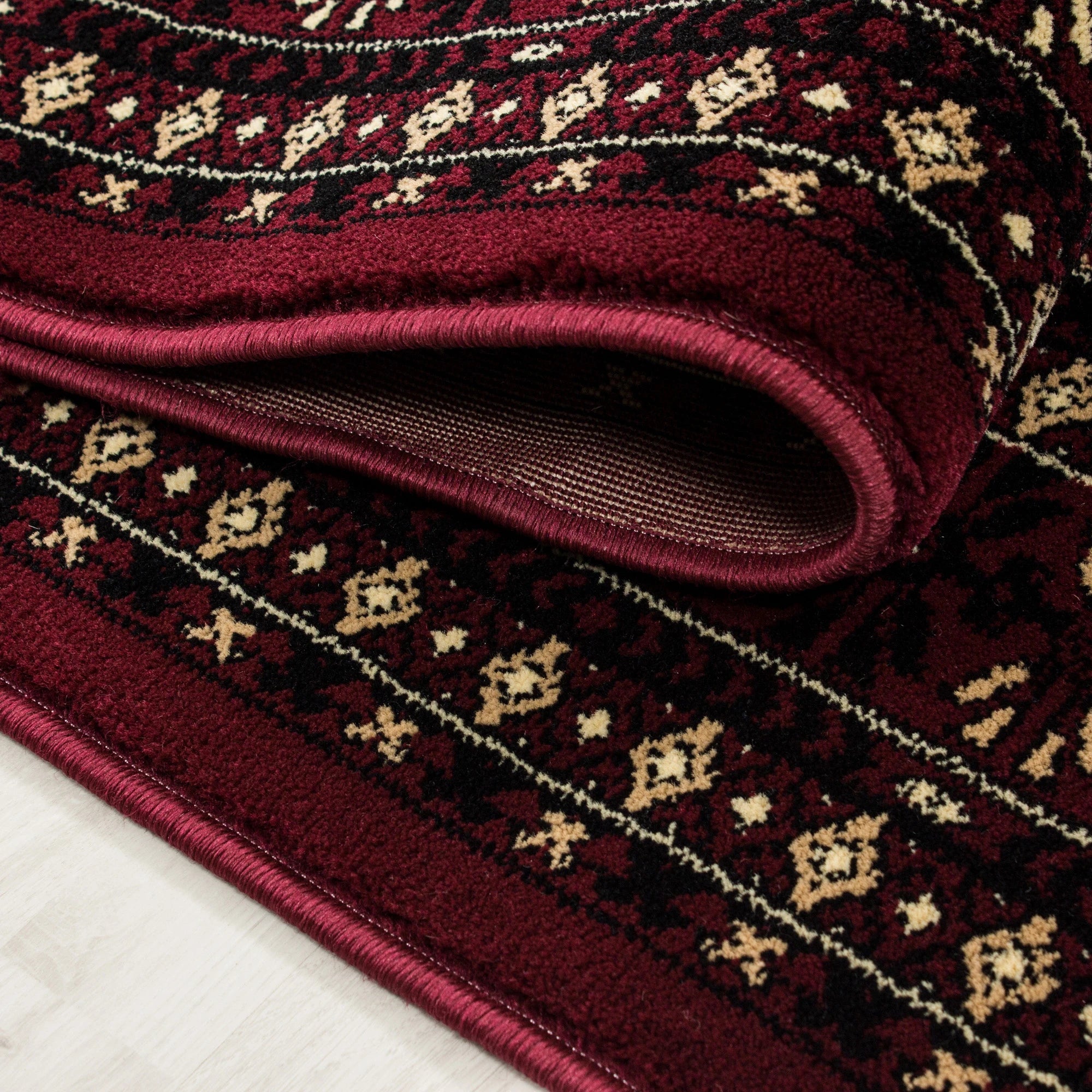 Oriental Neutral Area Rug Red