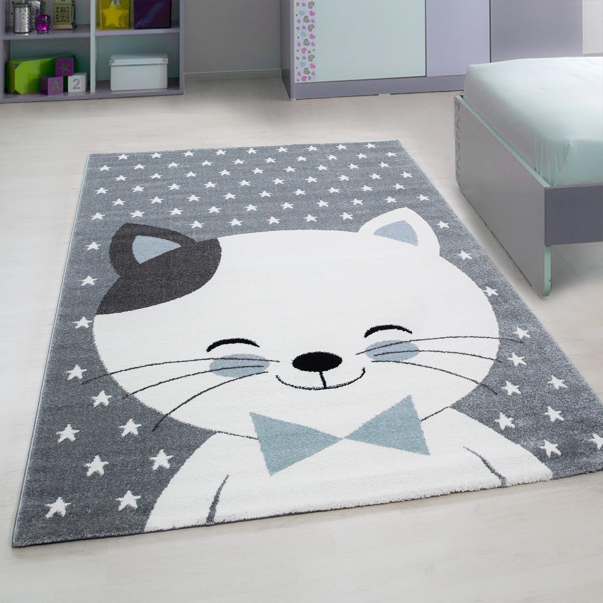 Cute Cat Rug Blue
