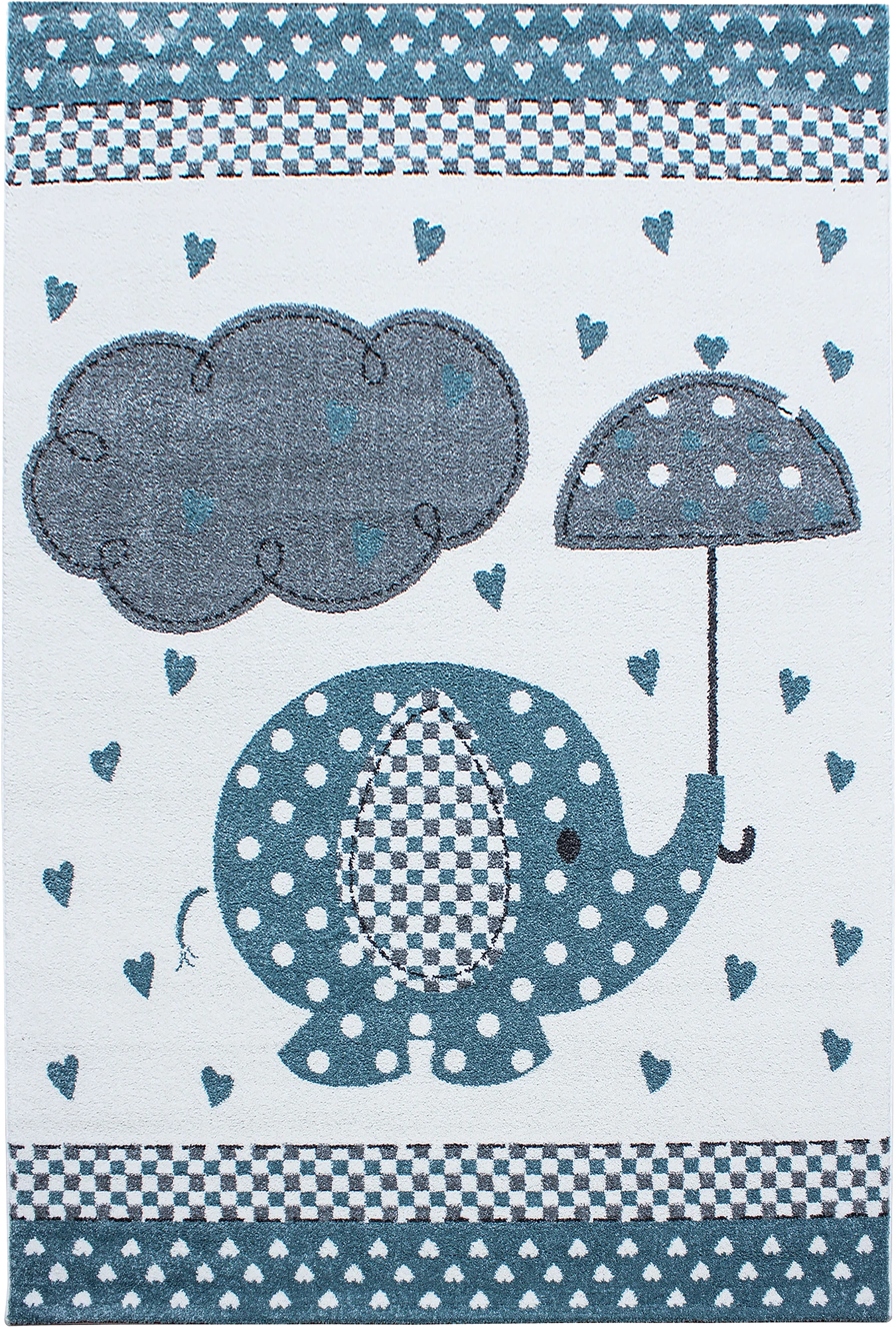 Elephant Cozy Area Rug Blue