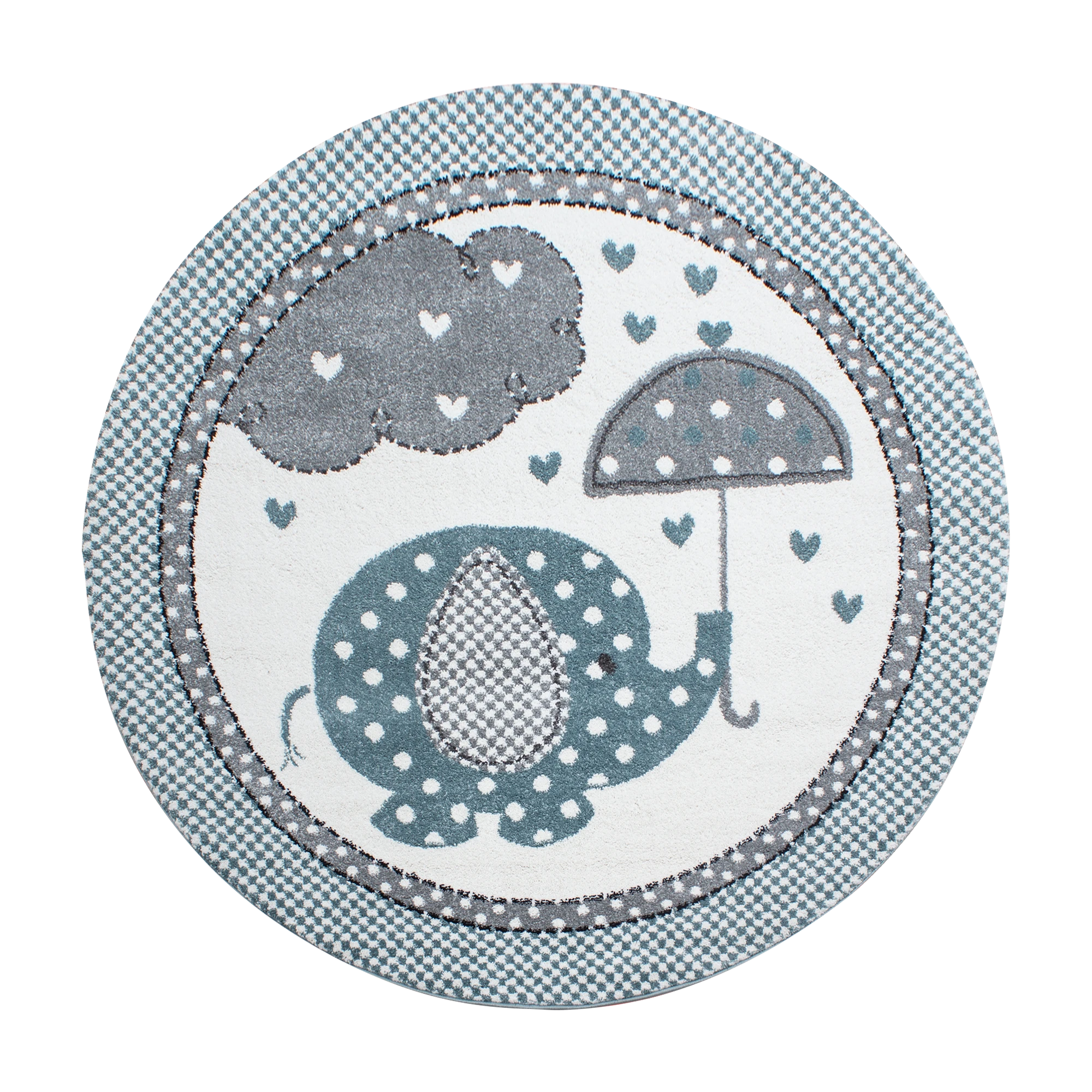Elefanten Regenschirmteppich mit Polka Dots | Blau
