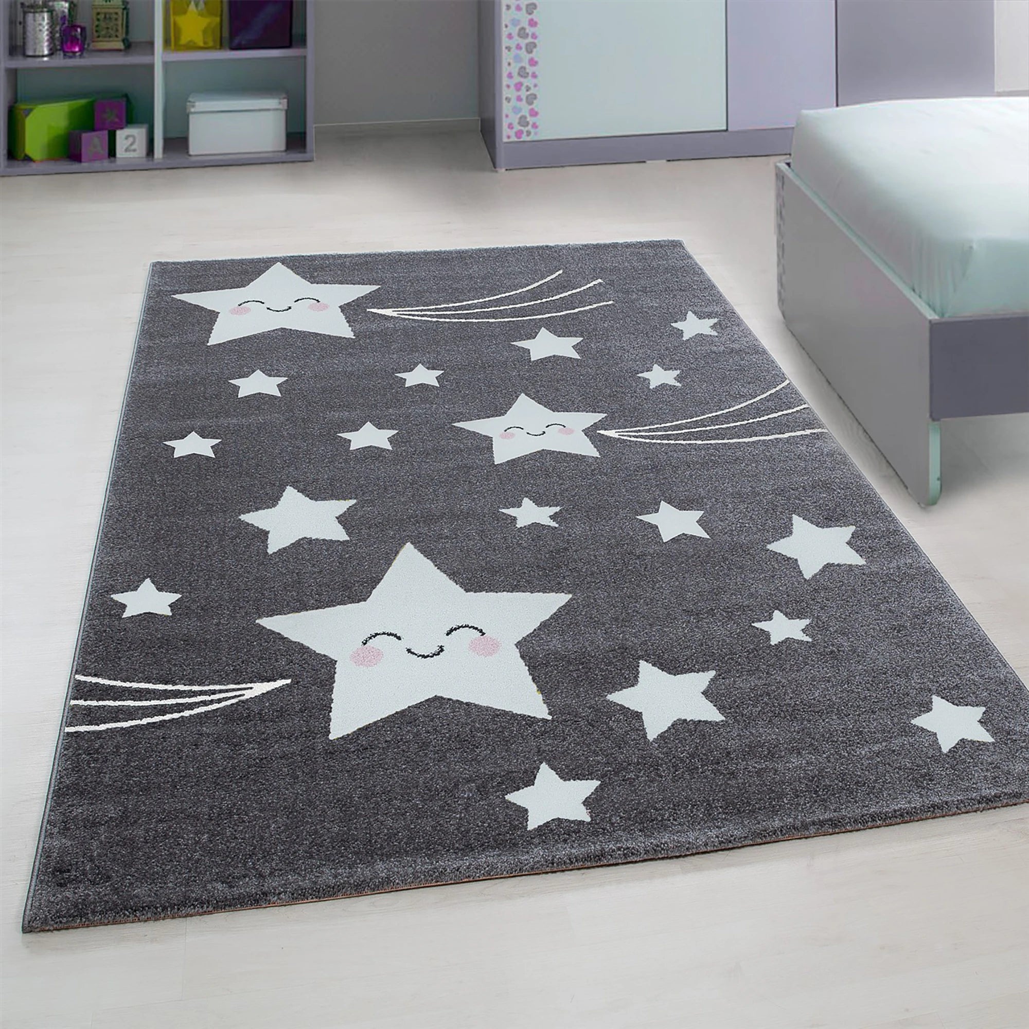 Sweet Star Face Children's Accent Carpet | Gray