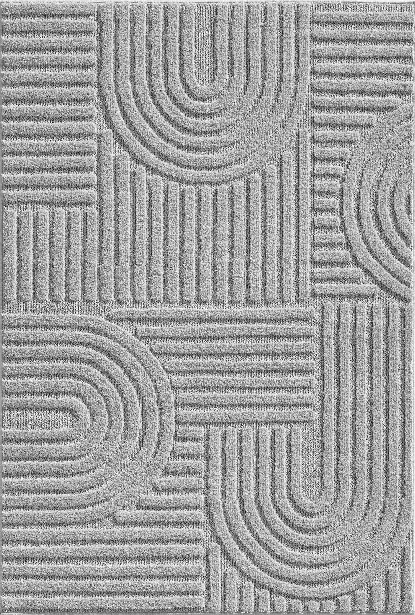 Skandinavischer Bohemian Teppich Silber