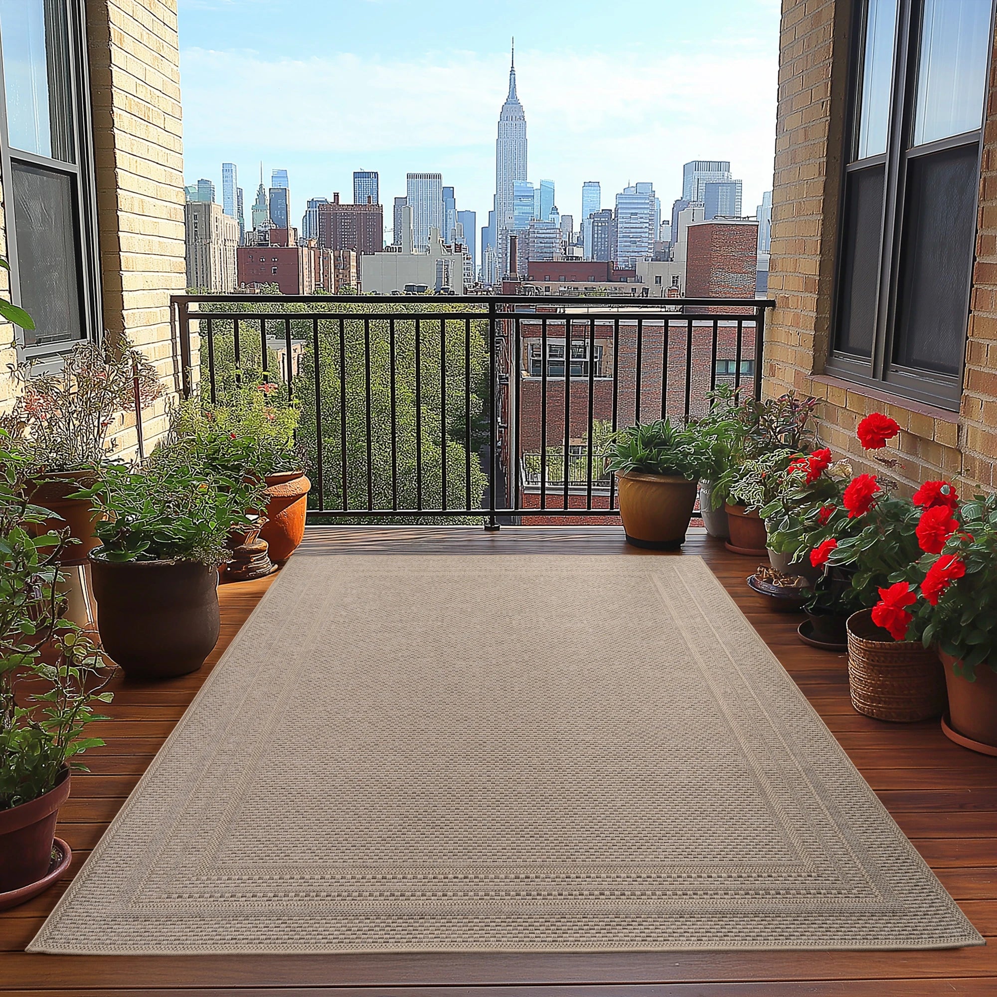 Bordered Rug Beige