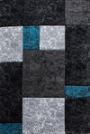 Modern Abstract Textured Block Area Rug | Turquoise Turquoise