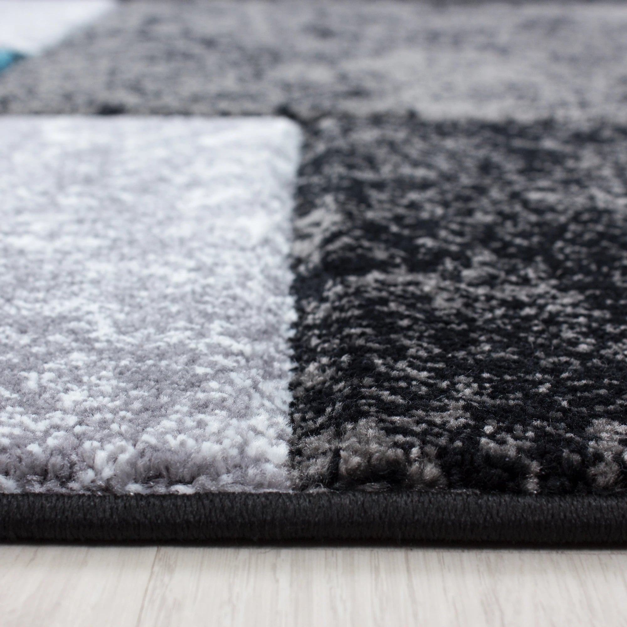 Modern Abstract Textured Block Area Rug | Turquoise