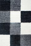 Checkered Grid Rug Black Black