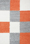Grid Checkered Chic Floor Rug Terracotta