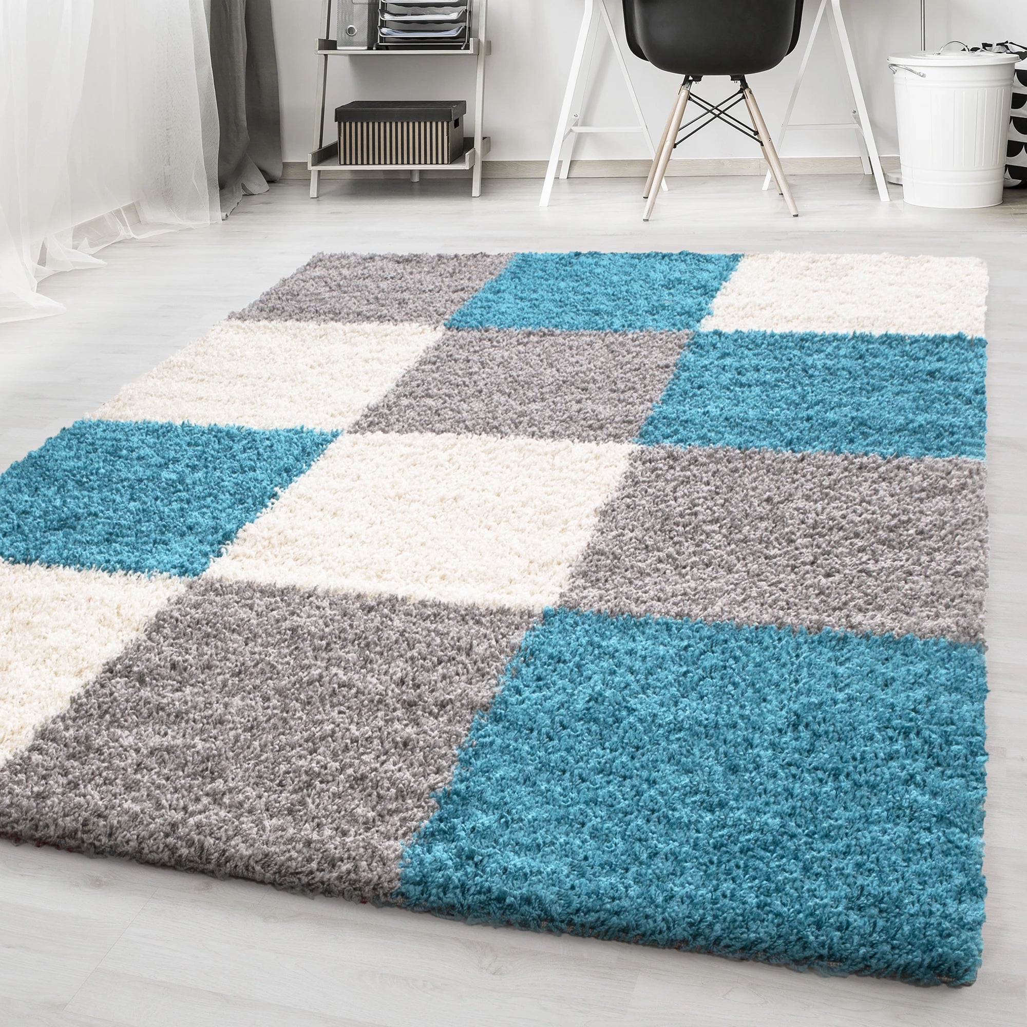 Plaid Rug Turquoise