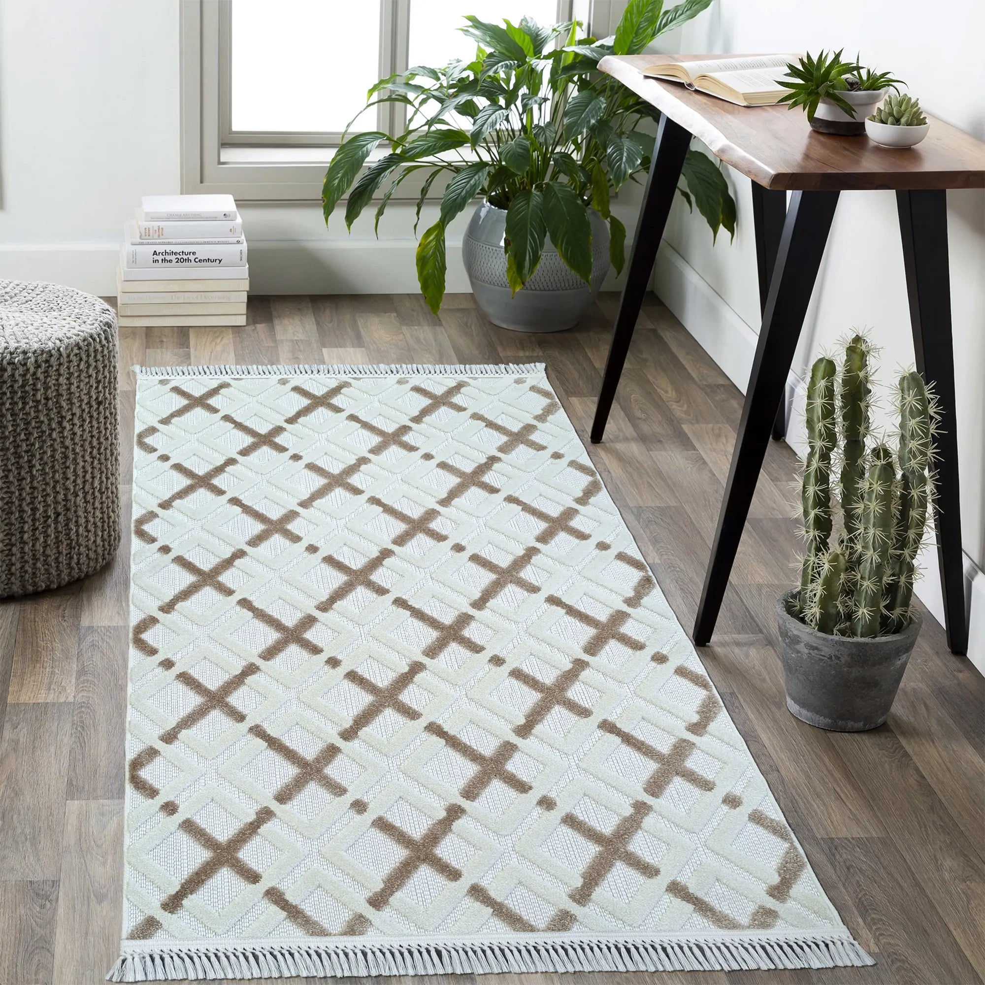 Cross Weave Mocha Rug - Bella Rugs