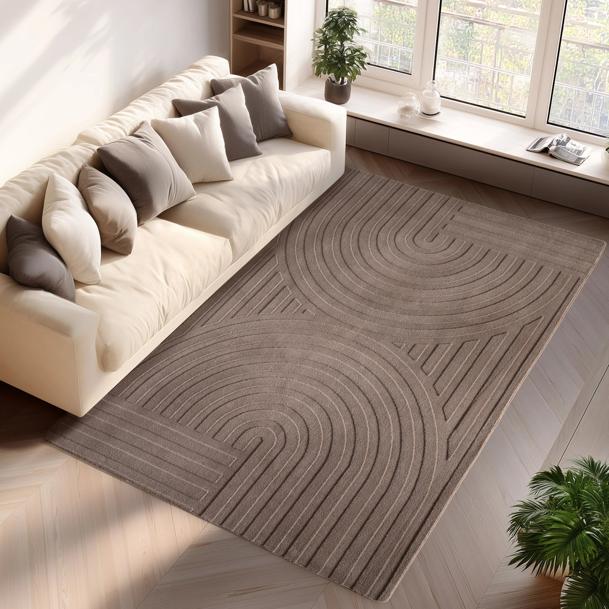 Böhmischer moderner Teppich in Beige