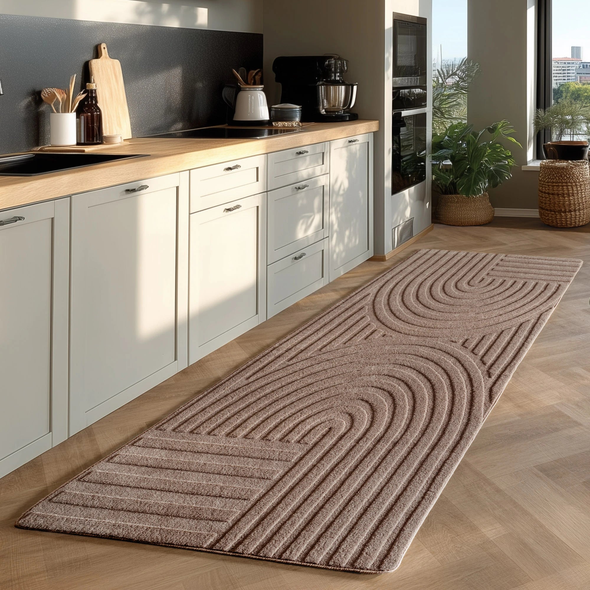 Böhmischer moderner Teppich in Beige