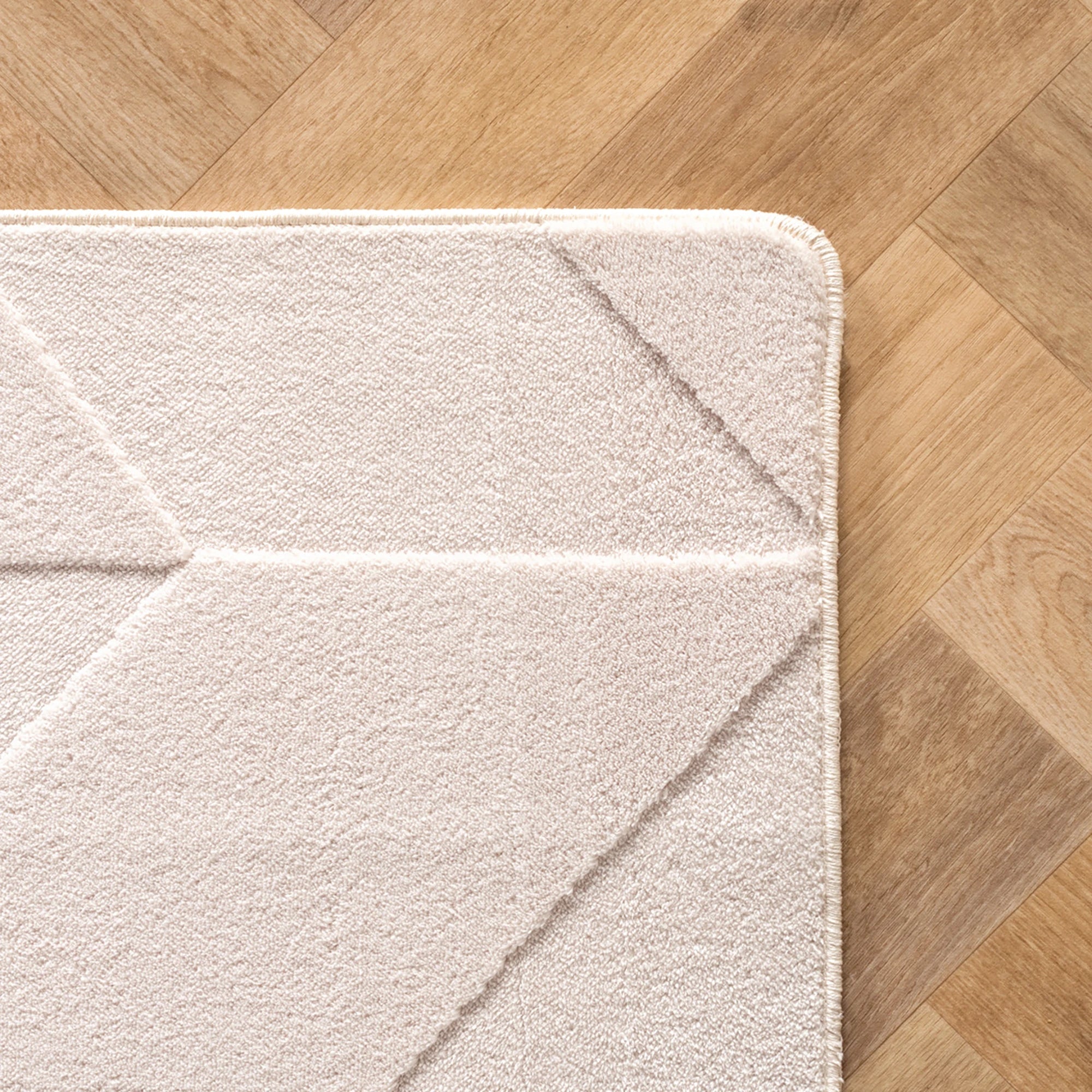 Minimalist Etched Block Design Rug | Cream