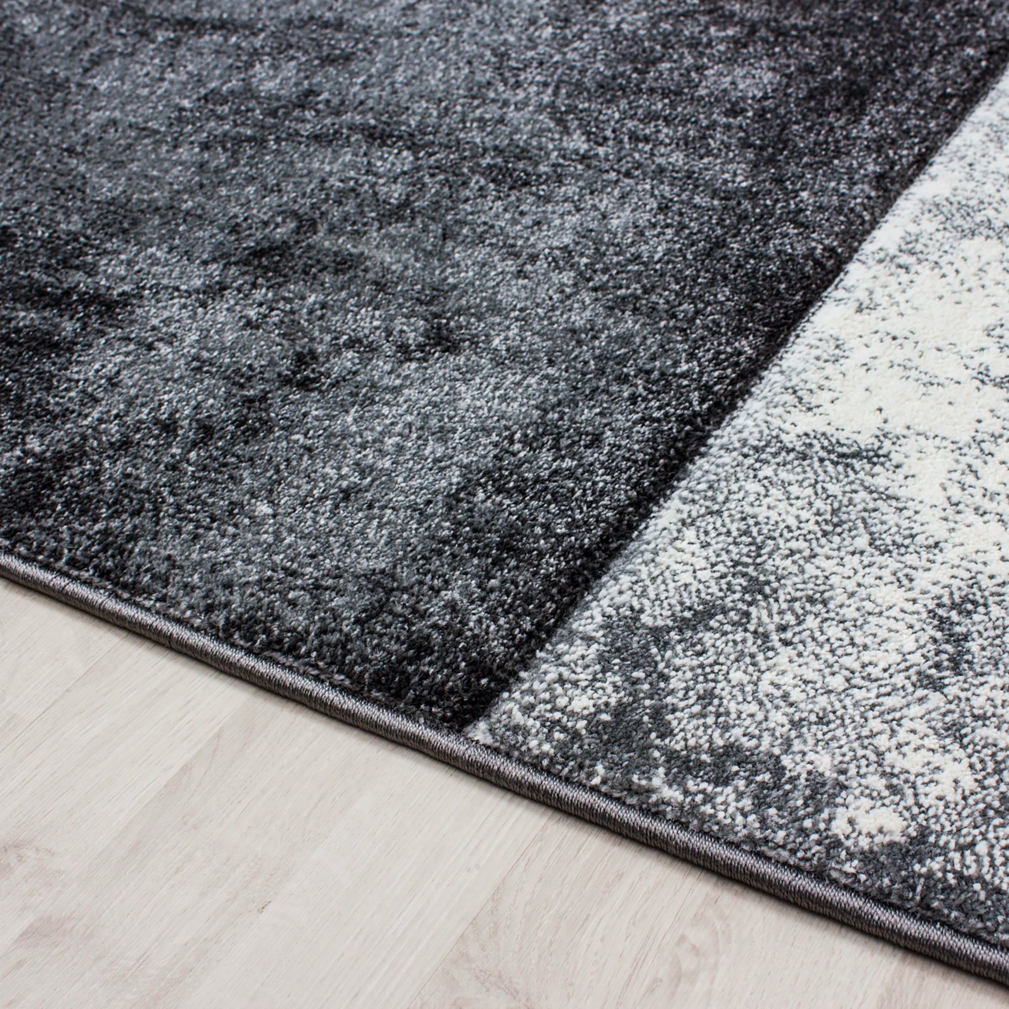 Abstract Distressed Block Pattern Area Rug | Gray