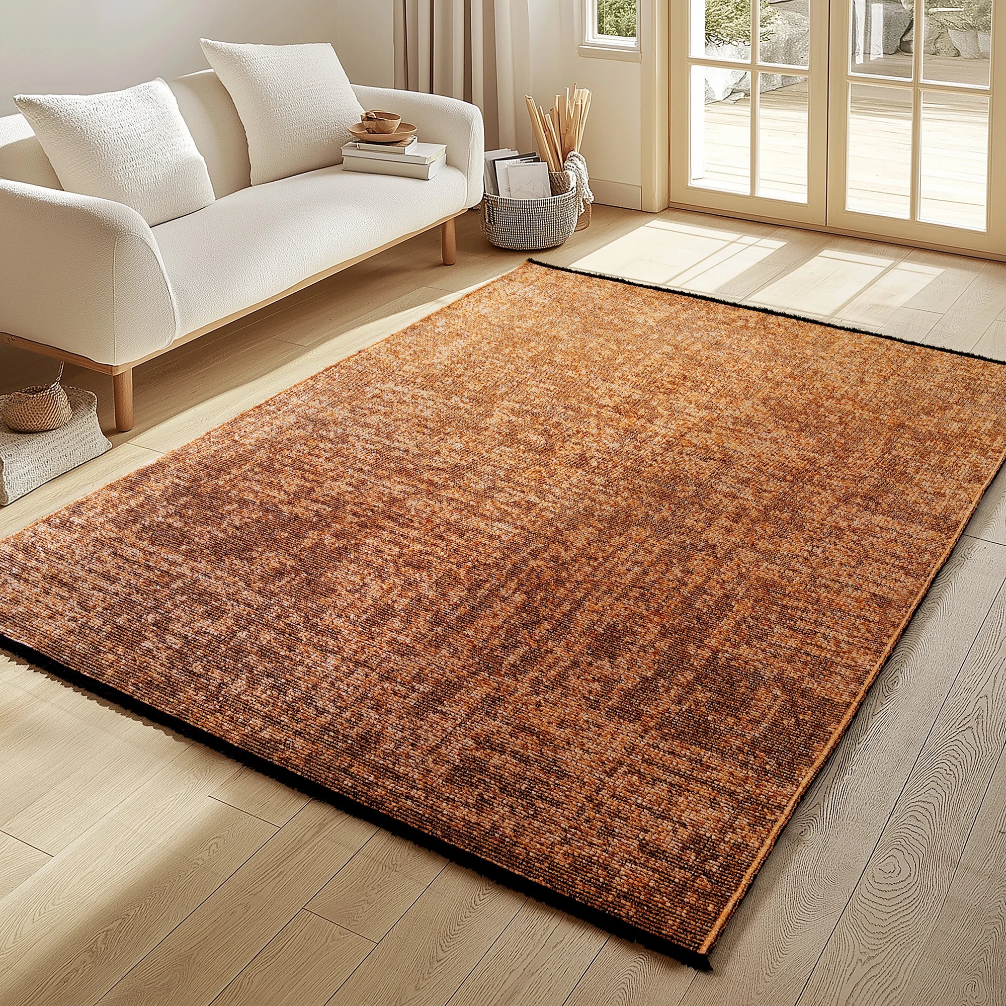 Modern Ribbed Textured Rug | Copper