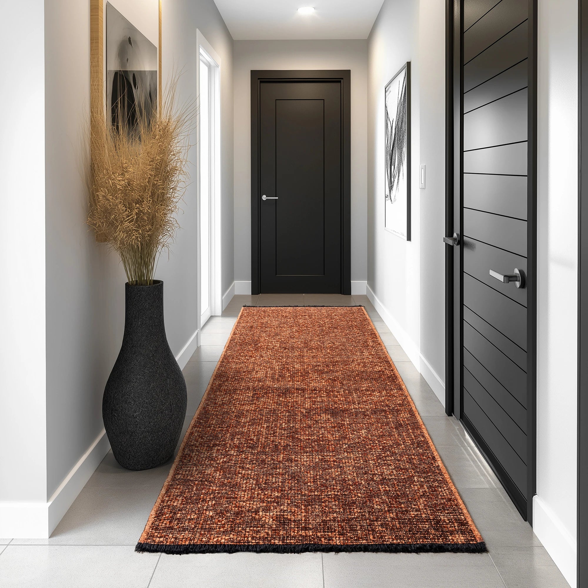 Modern Ribbed Textured Rug | Copper