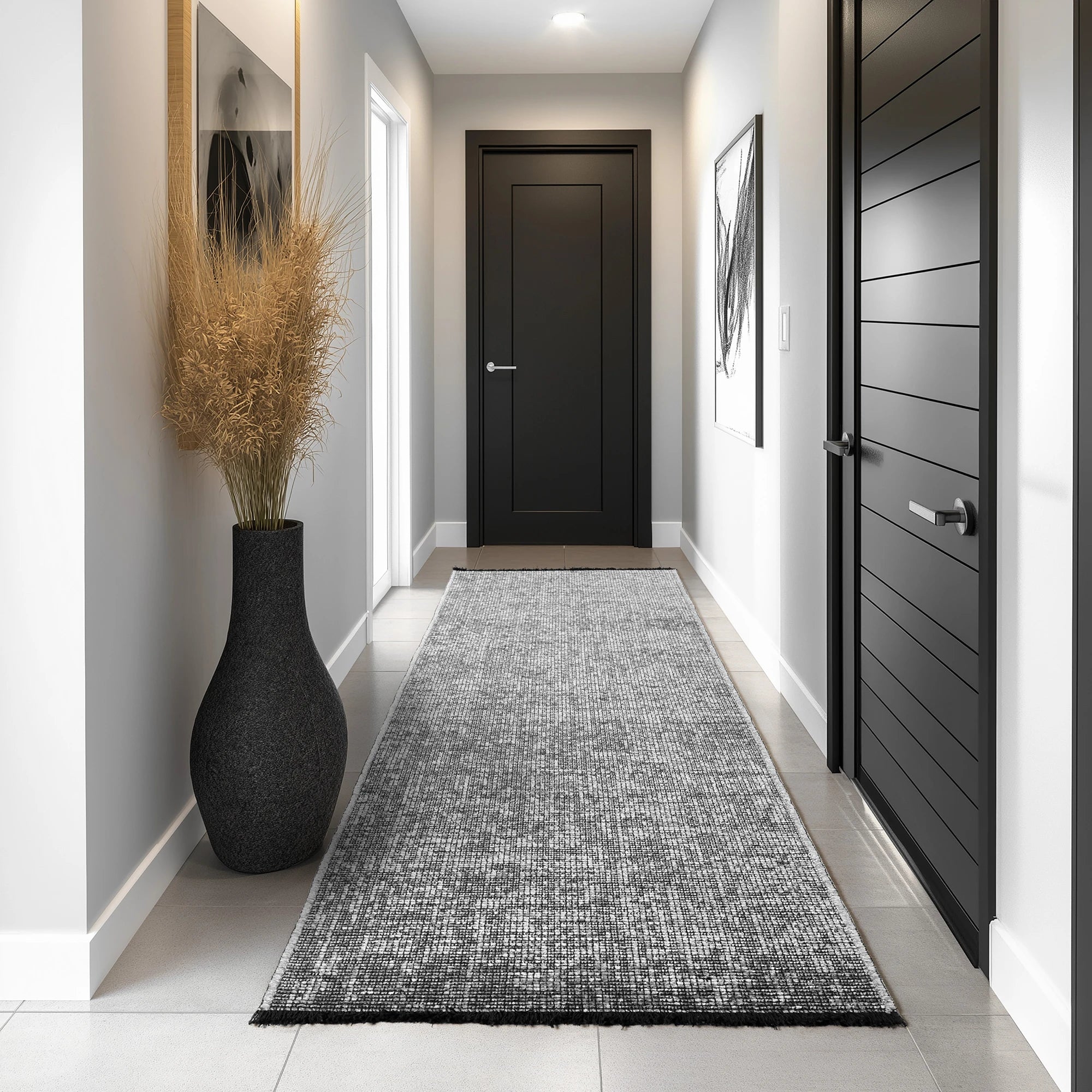 Modern Ribbed Textured Rug | Gray
