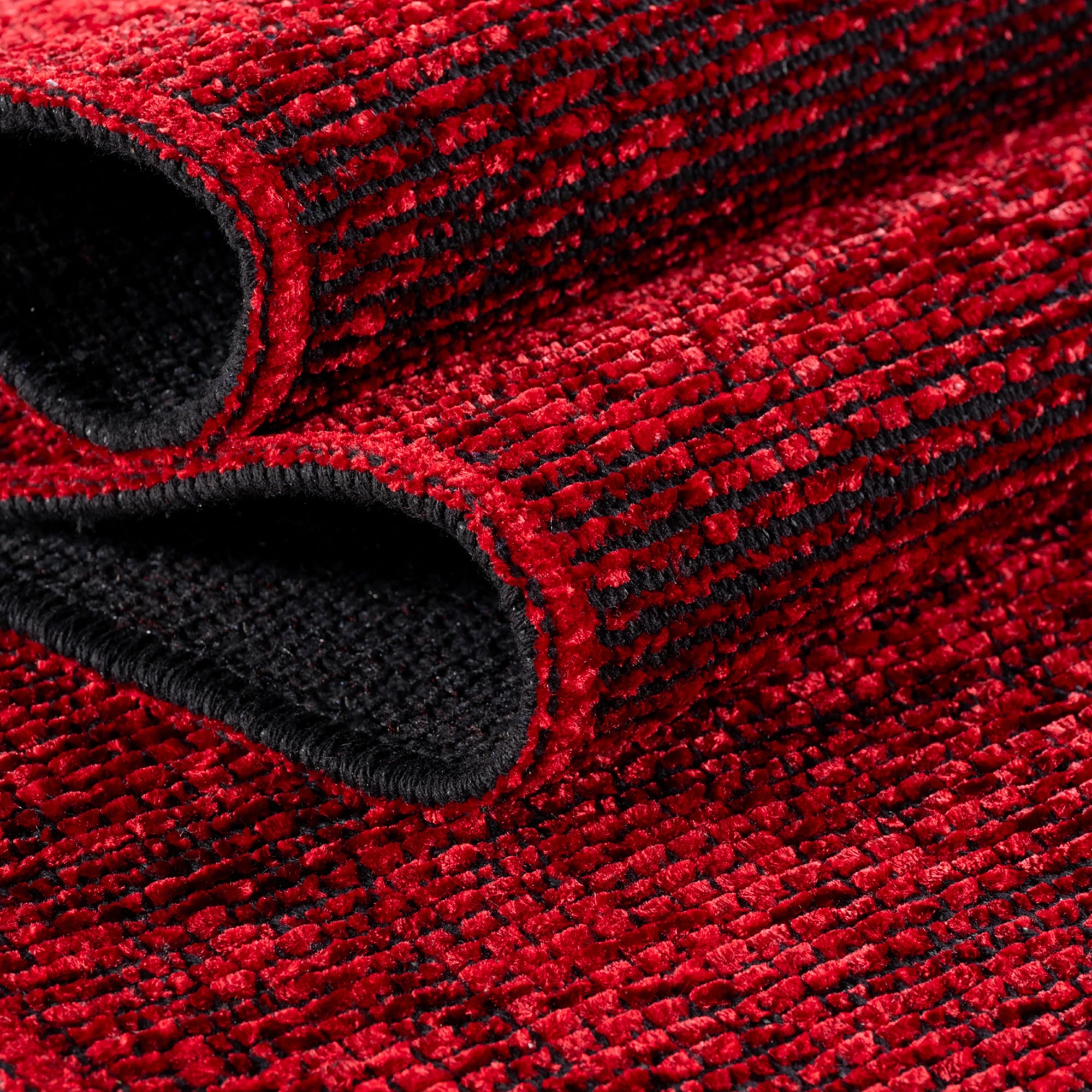 Modern Ribbed Textured Rug | Red