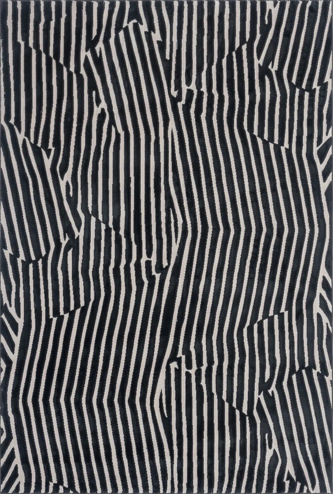 Zebra Echo Abstract Black Rug