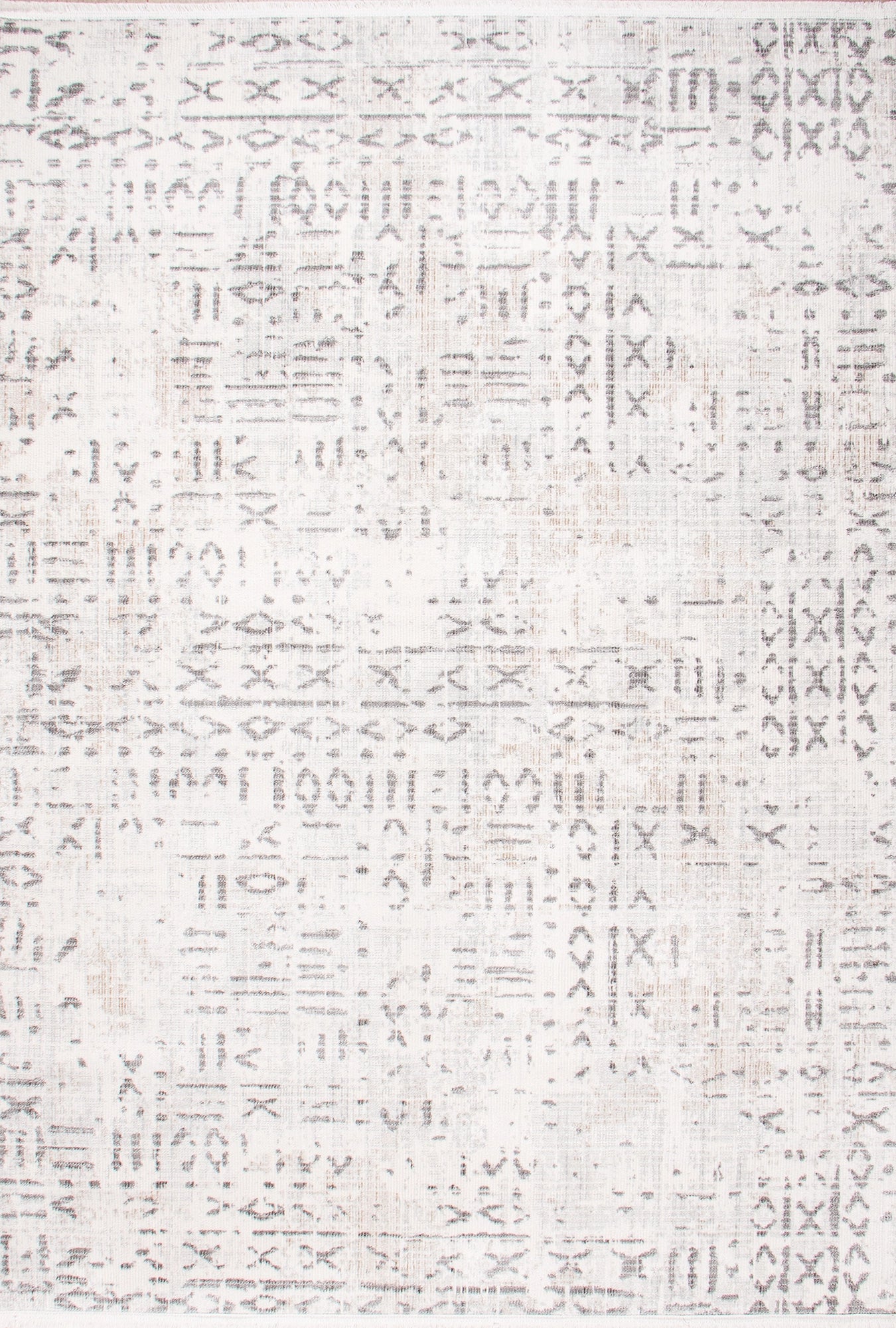 Grey Script Tribal Pattern Rug