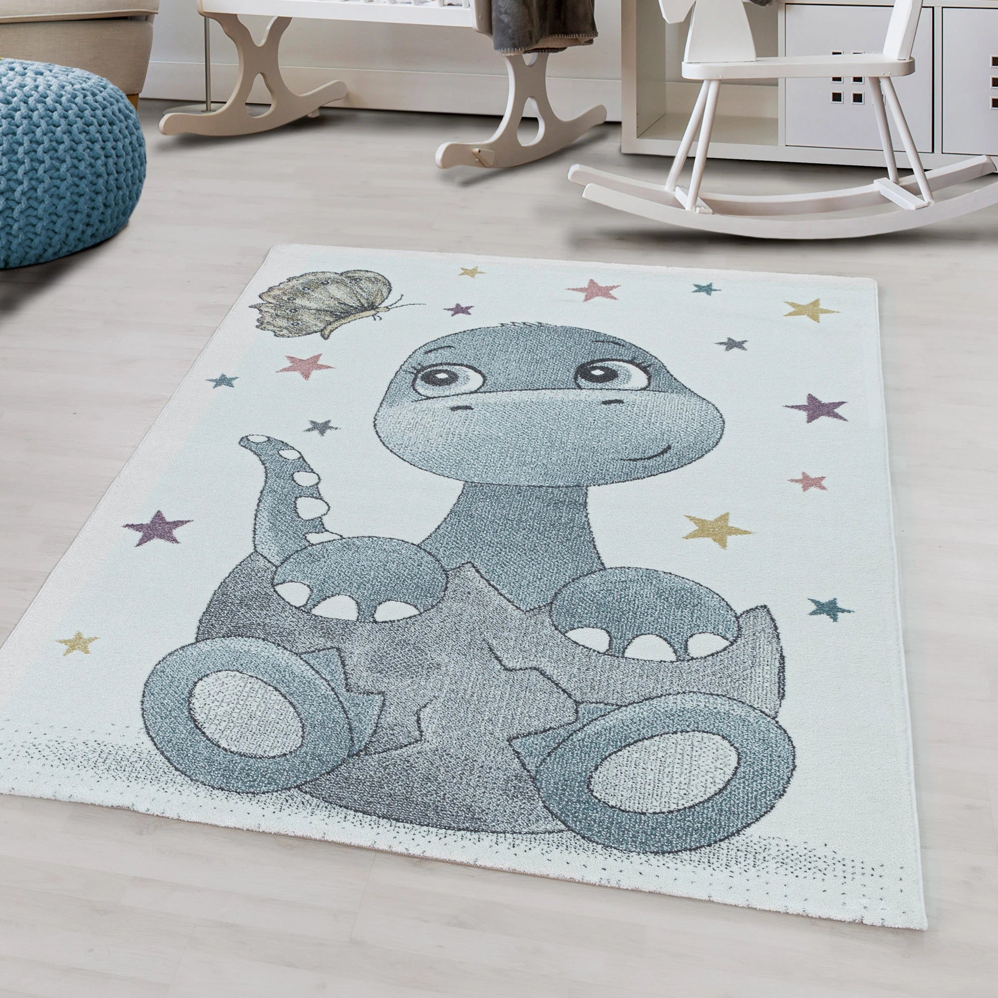 Dinosaurier-Feinteppich, Blau