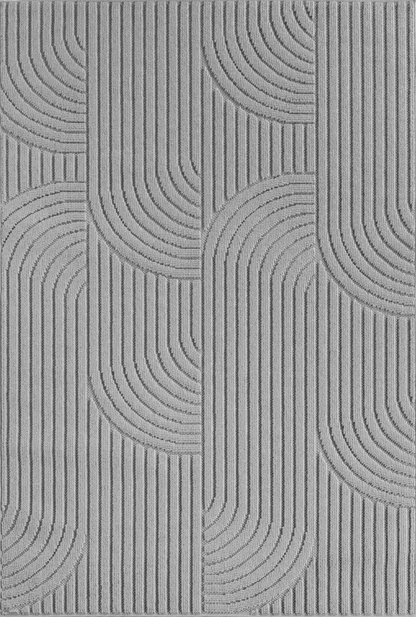 Moderner Teppich mit geometrischem Bogenmuster | Grau