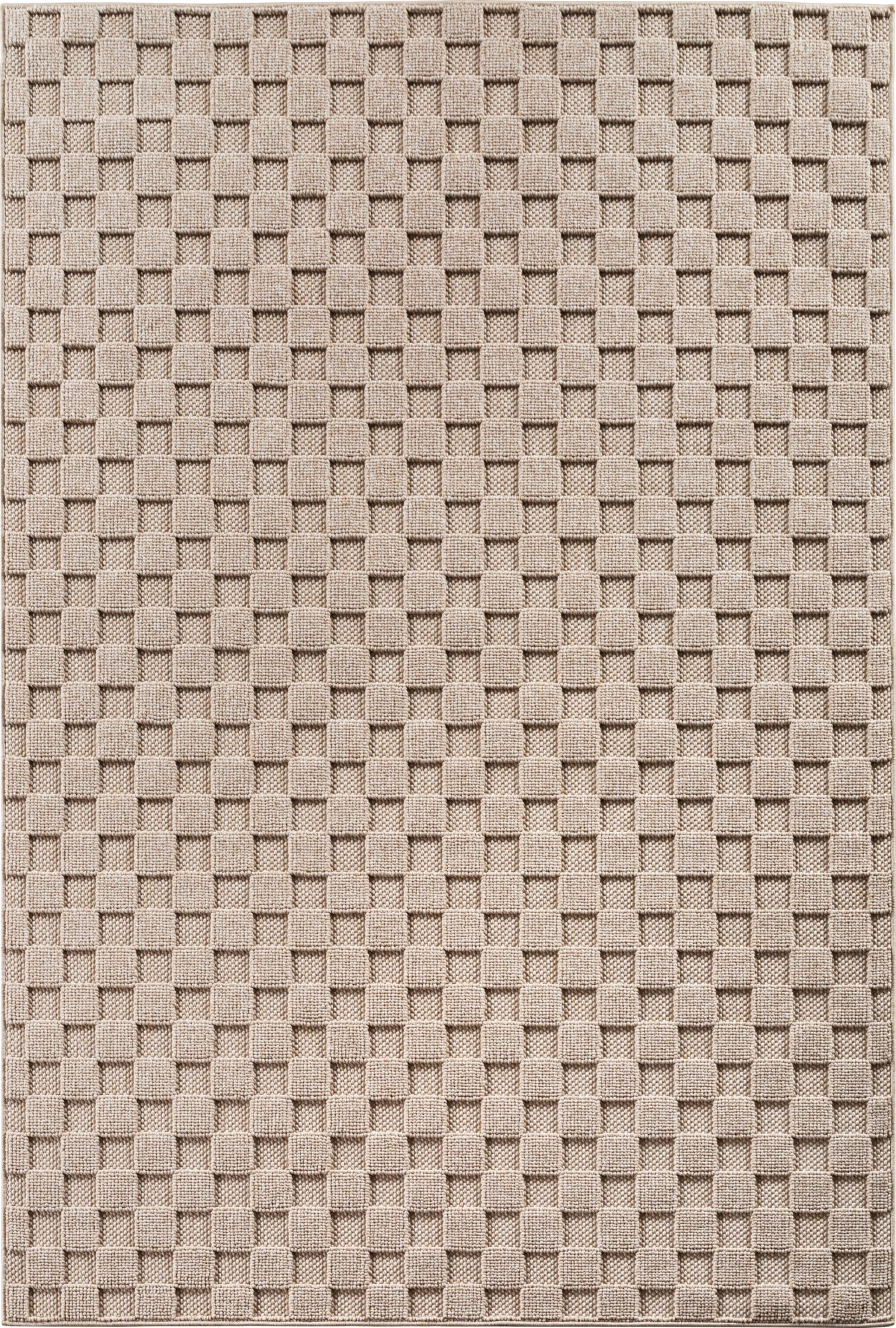 Moderner Teppich mit erhabenem Quadratmuster | Beige