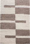 Karierter Block Shag Teppich | Beige Beige