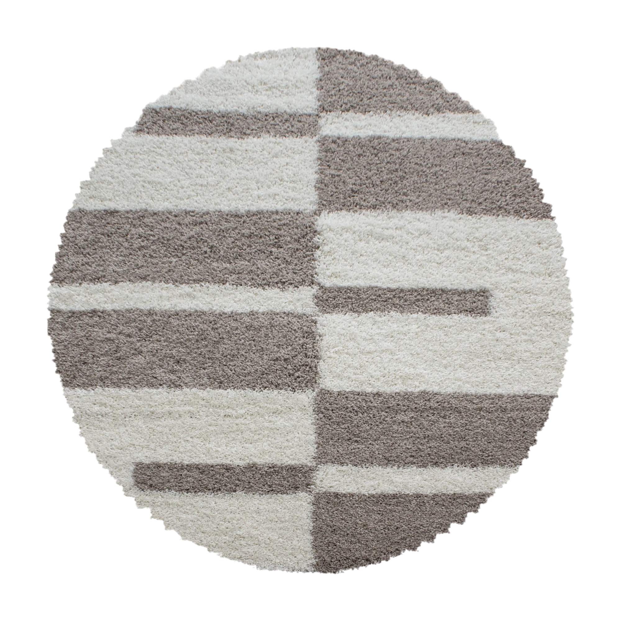 Checkered Plaid Block Shag Rug | Beige