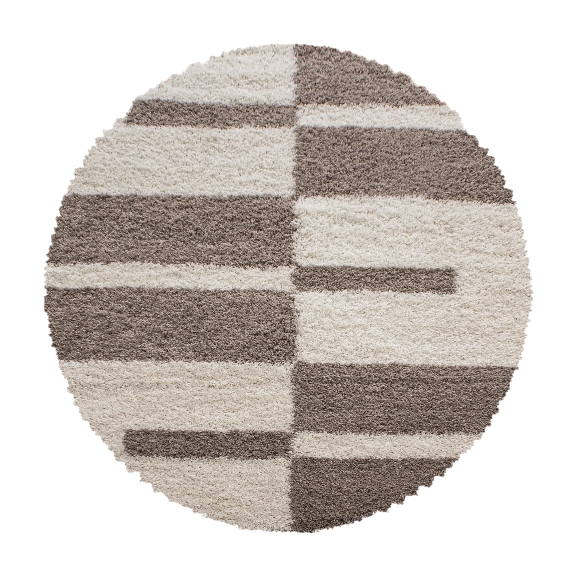 Karierter Block Shag Teppich | Beige