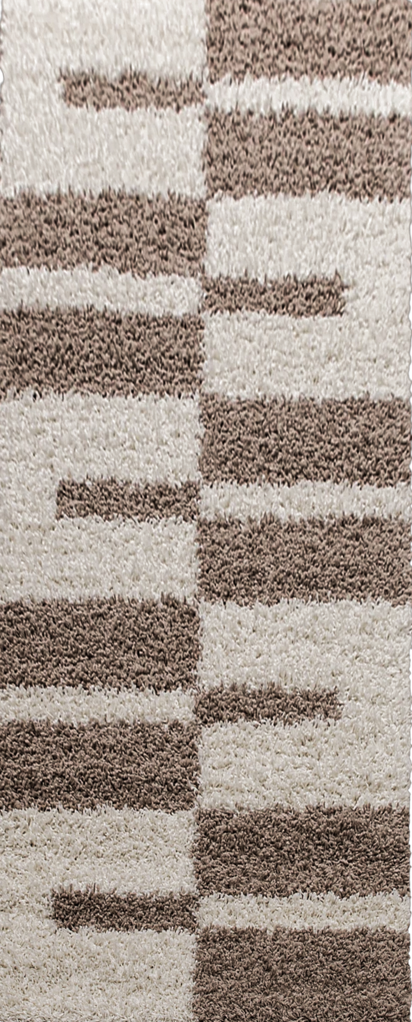 Karierter Block Shag Teppich | Beige