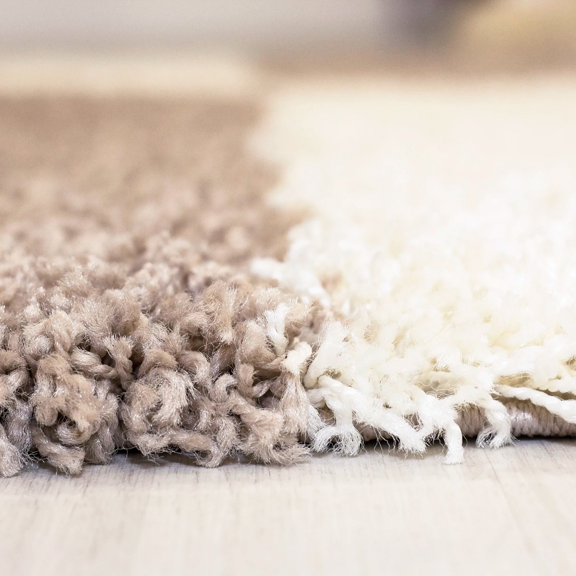 Karierter Block Shag Teppich | Beige
