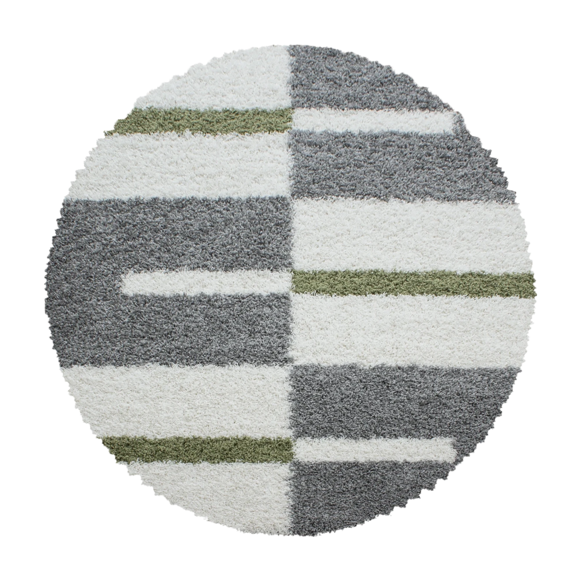 Checkered Plaid Block Shag Rug | Green
