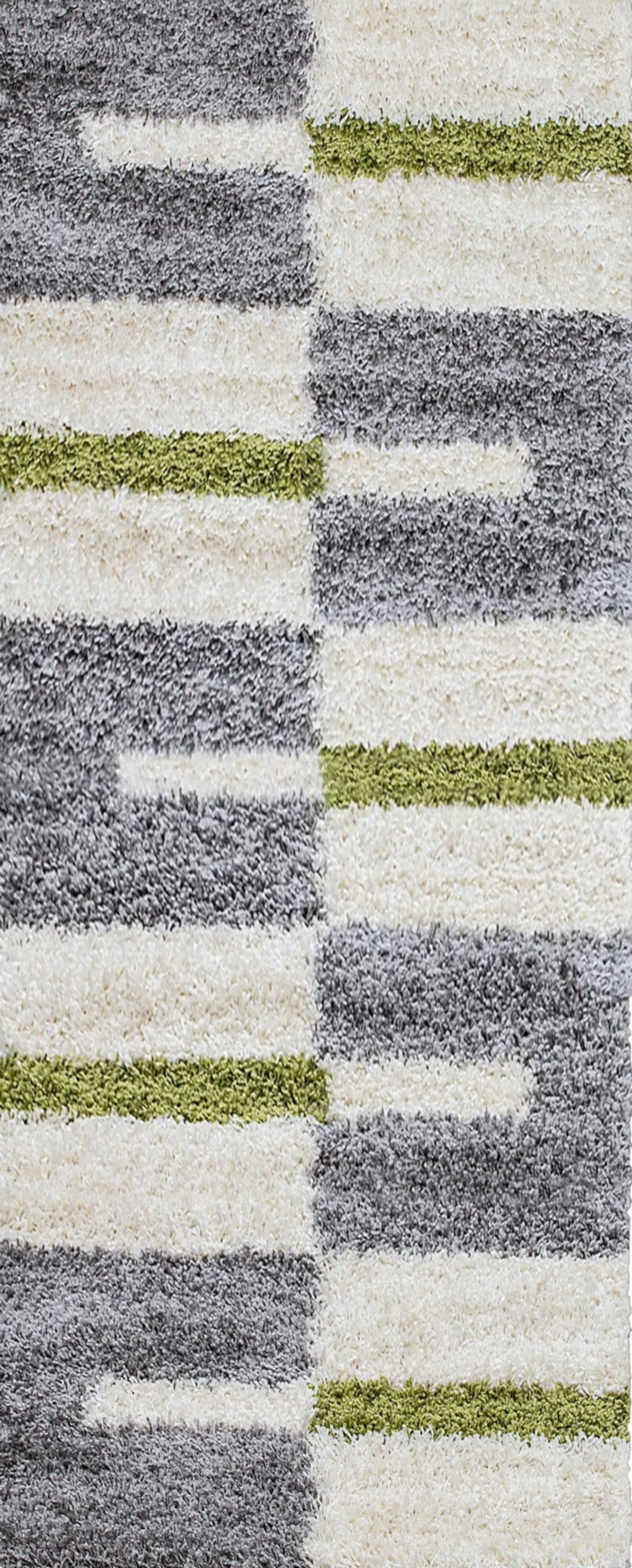 Karierter Block Shag Teppich | Grün