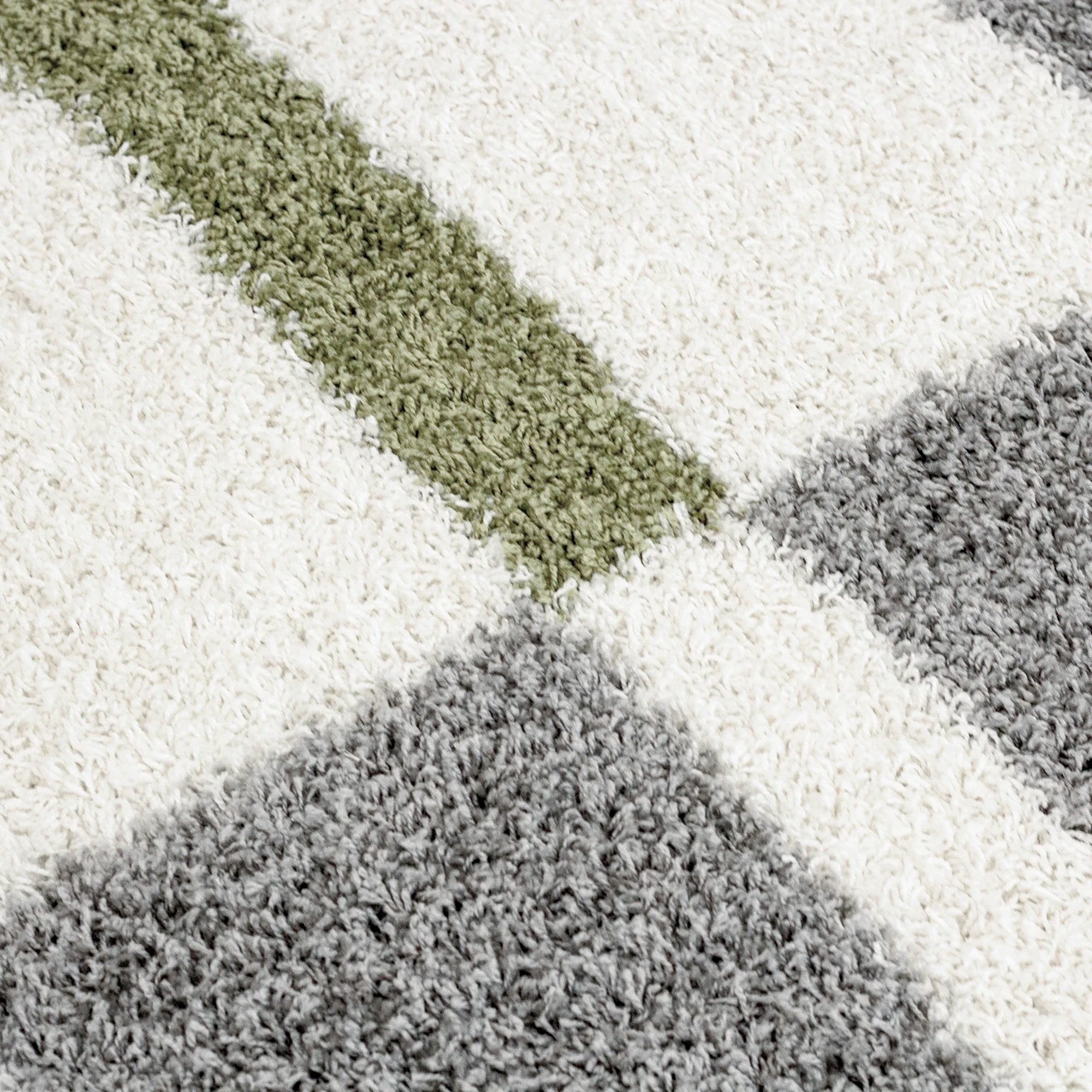 Karierter Block Shag Teppich | Grün