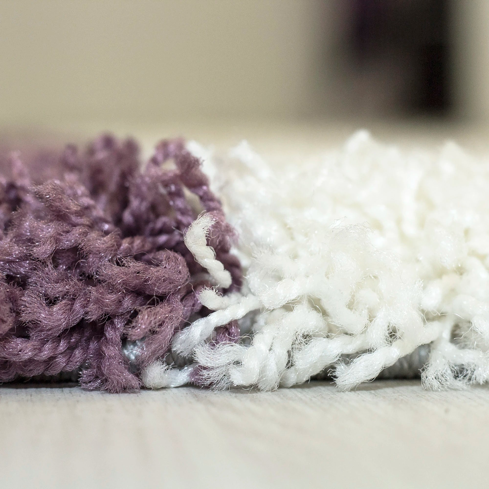 Karierter Block Shag Teppich | Lila
