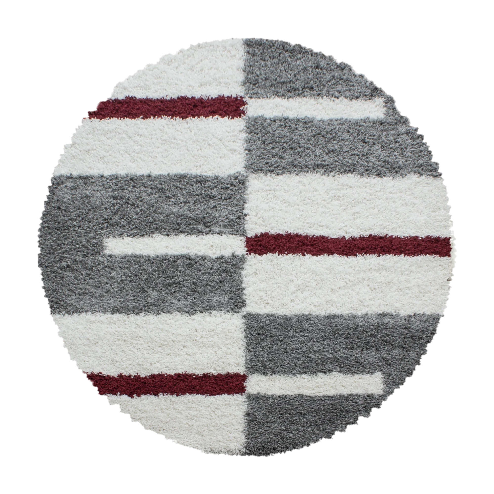 Karierter Block Shag Teppich | Rot