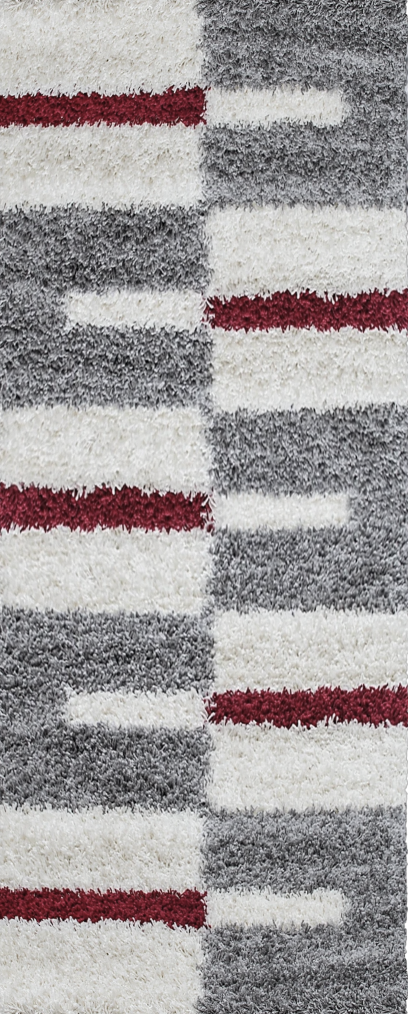 Karierter Block Shag Teppich | Rot