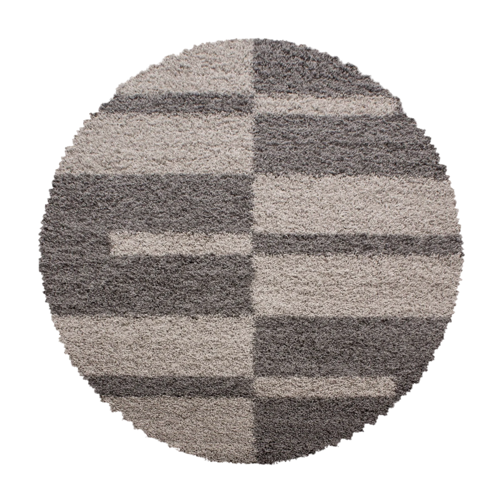 Karierter Block Shag Teppich | Taupe