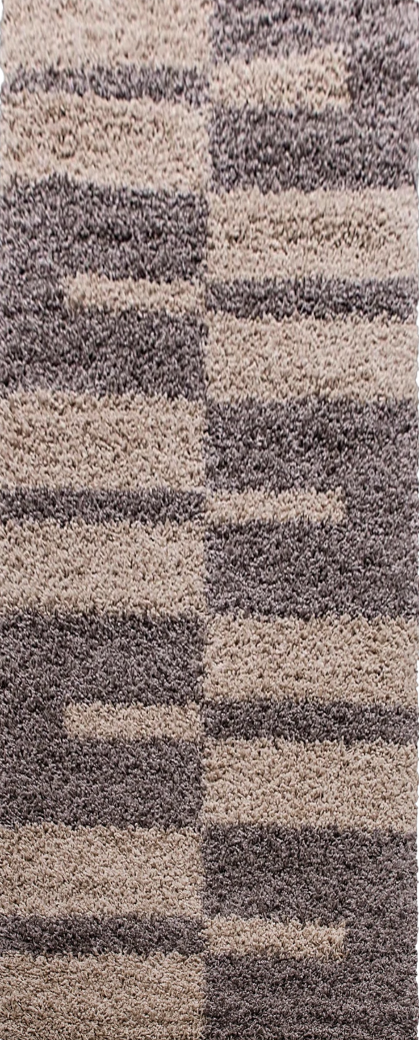 Checkered Plaid Block Shag Rug | Taupe