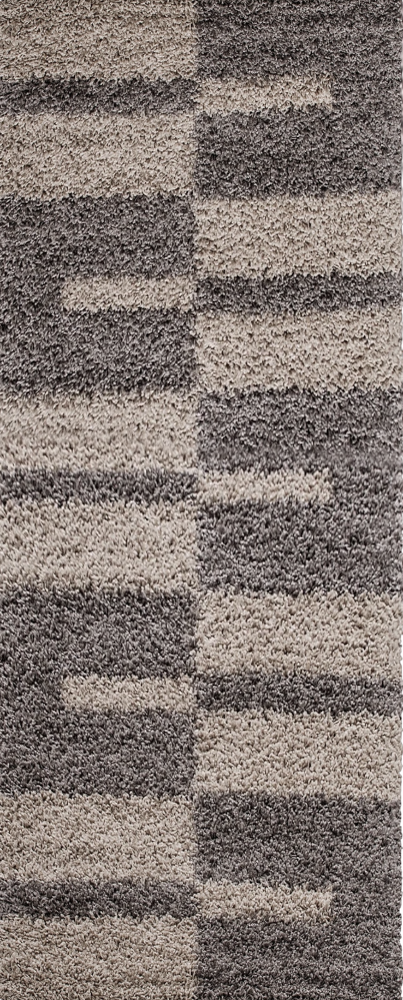 Karierter Block Shag Teppich | Taupe