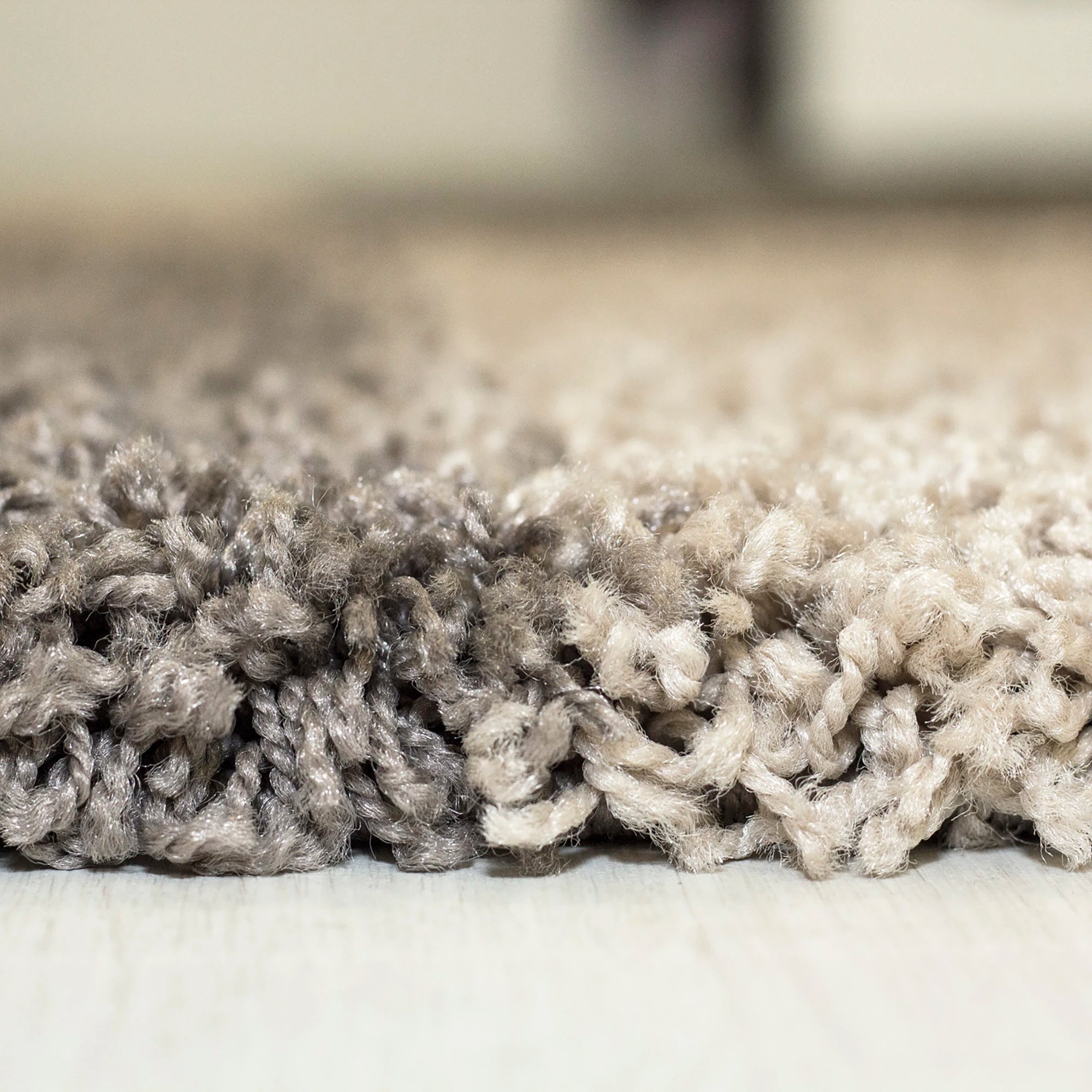 Checkered Plaid Block Shag Rug | Taupe