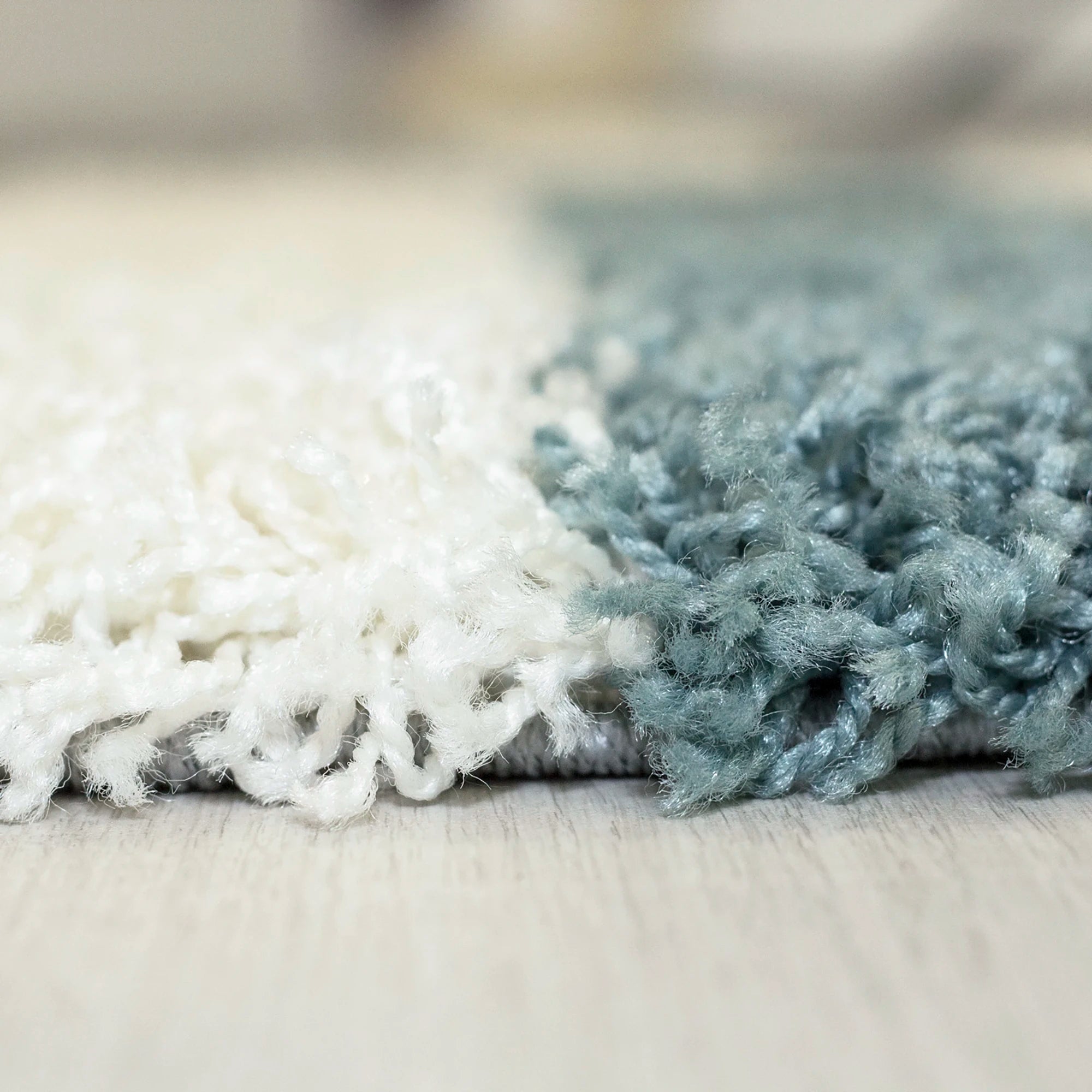 Karierter Block Shag Teppich | Türkis