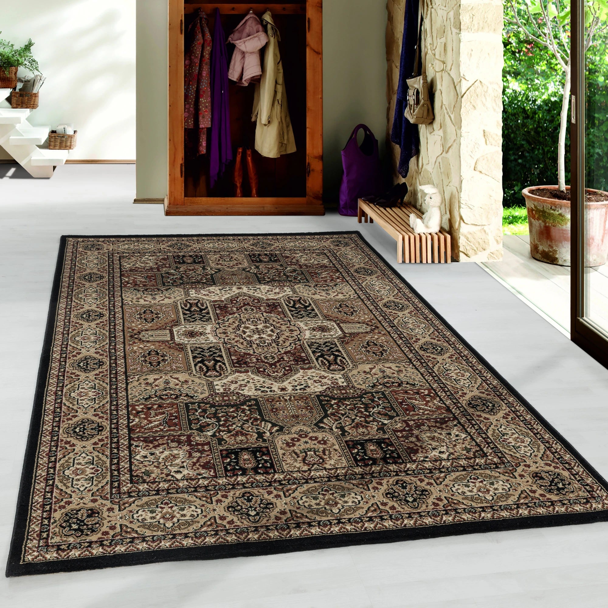 Oriental Cozy Area Rug Black