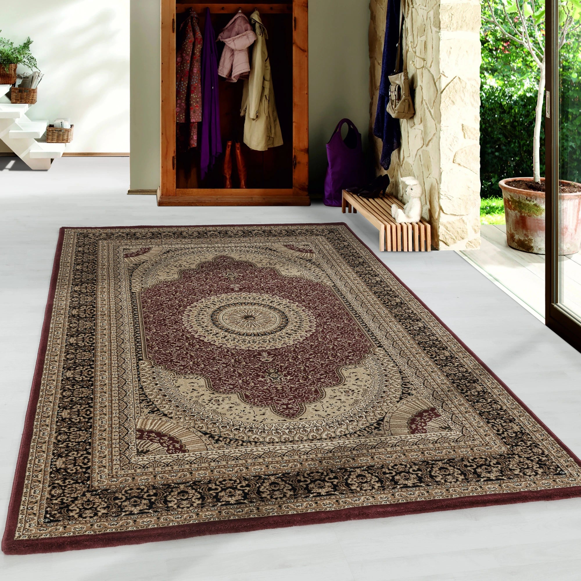 Oriental Chic Area Rug Red